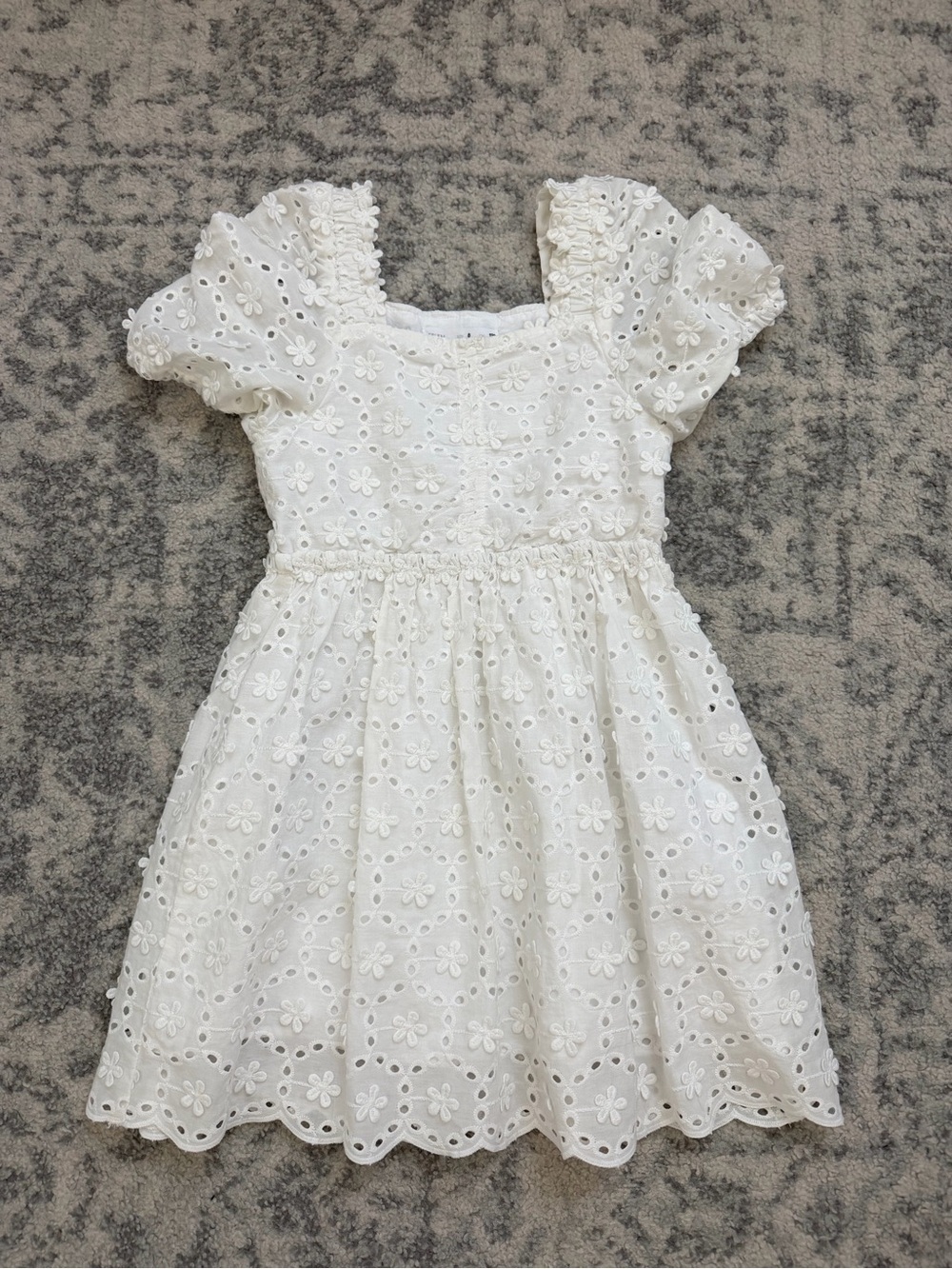 Zara girls embroidered eyelet flower detail dress